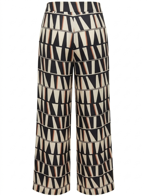 Black Geo Front-Tie Trousers