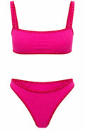 Meghan Hand-Embroidered Towel Bikini in Pink