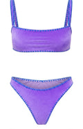Meghan Hand-Embroidered Velvet Bikini in Purple