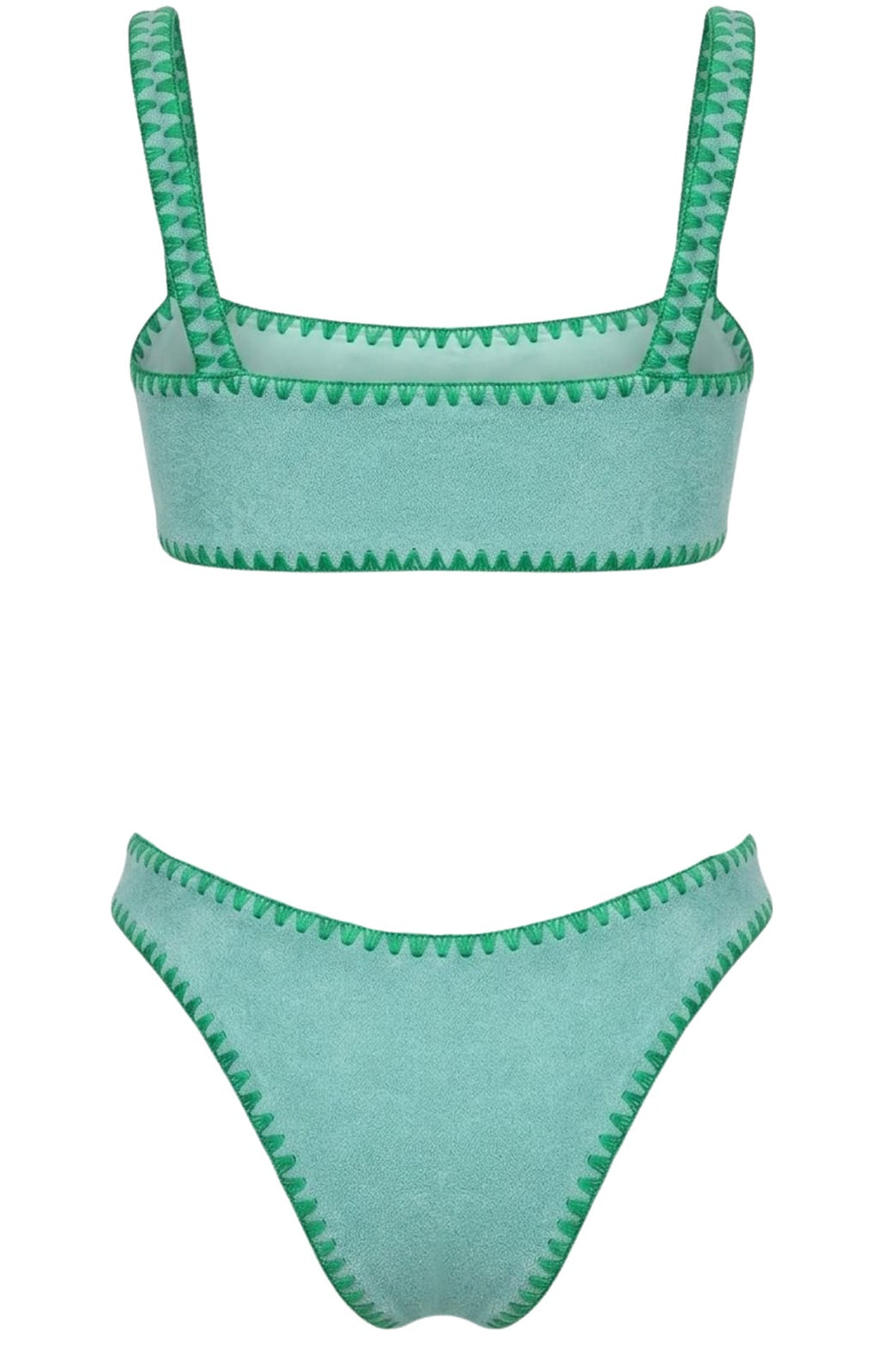 Meghan Hand-Embroidered Towel Bikini in Green