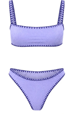 Meghan Hand-Embroidered Towel Bikini in Lilac