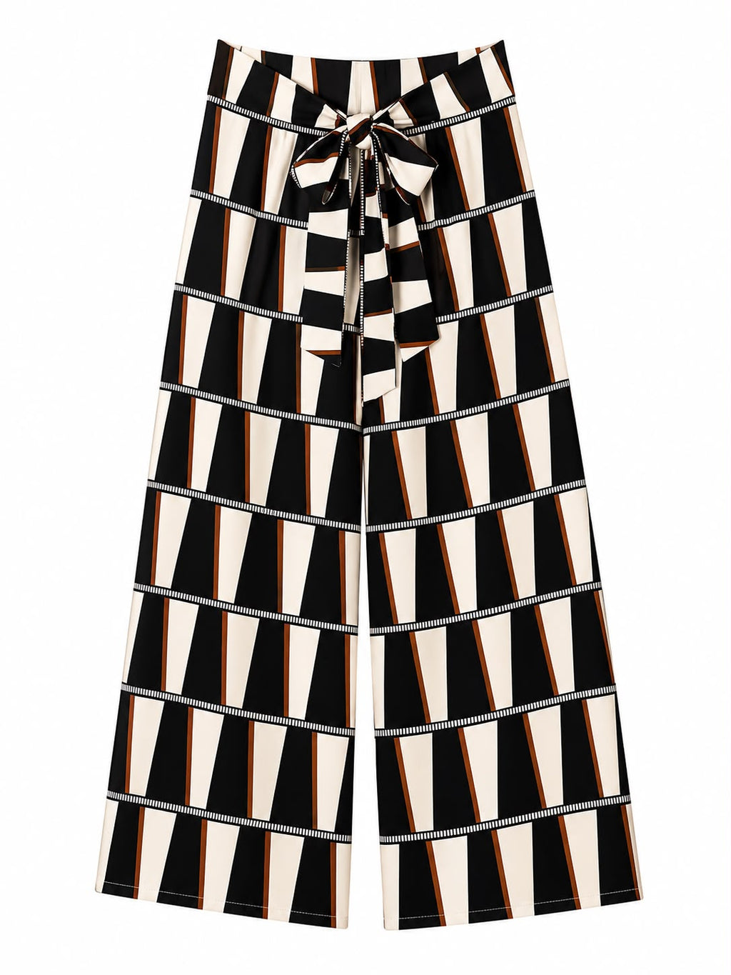 Black Geo Front-Tie Trousers