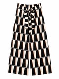Black Geo Front-Tie Trousers