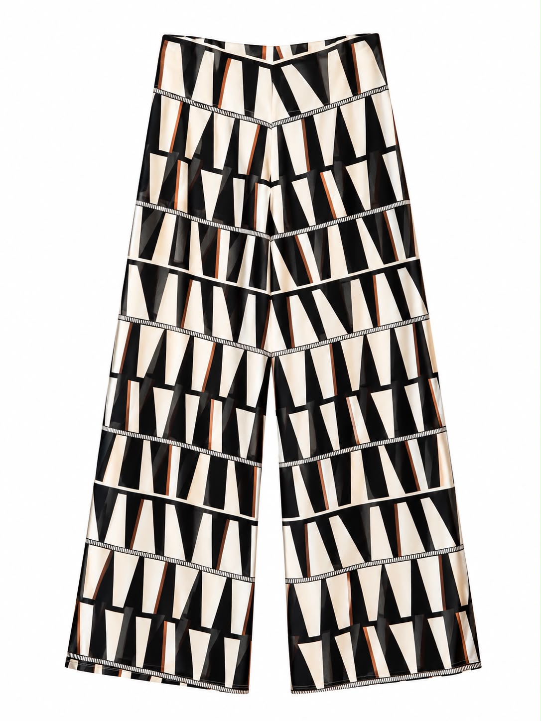 Black Geo Front-Tie Trousers