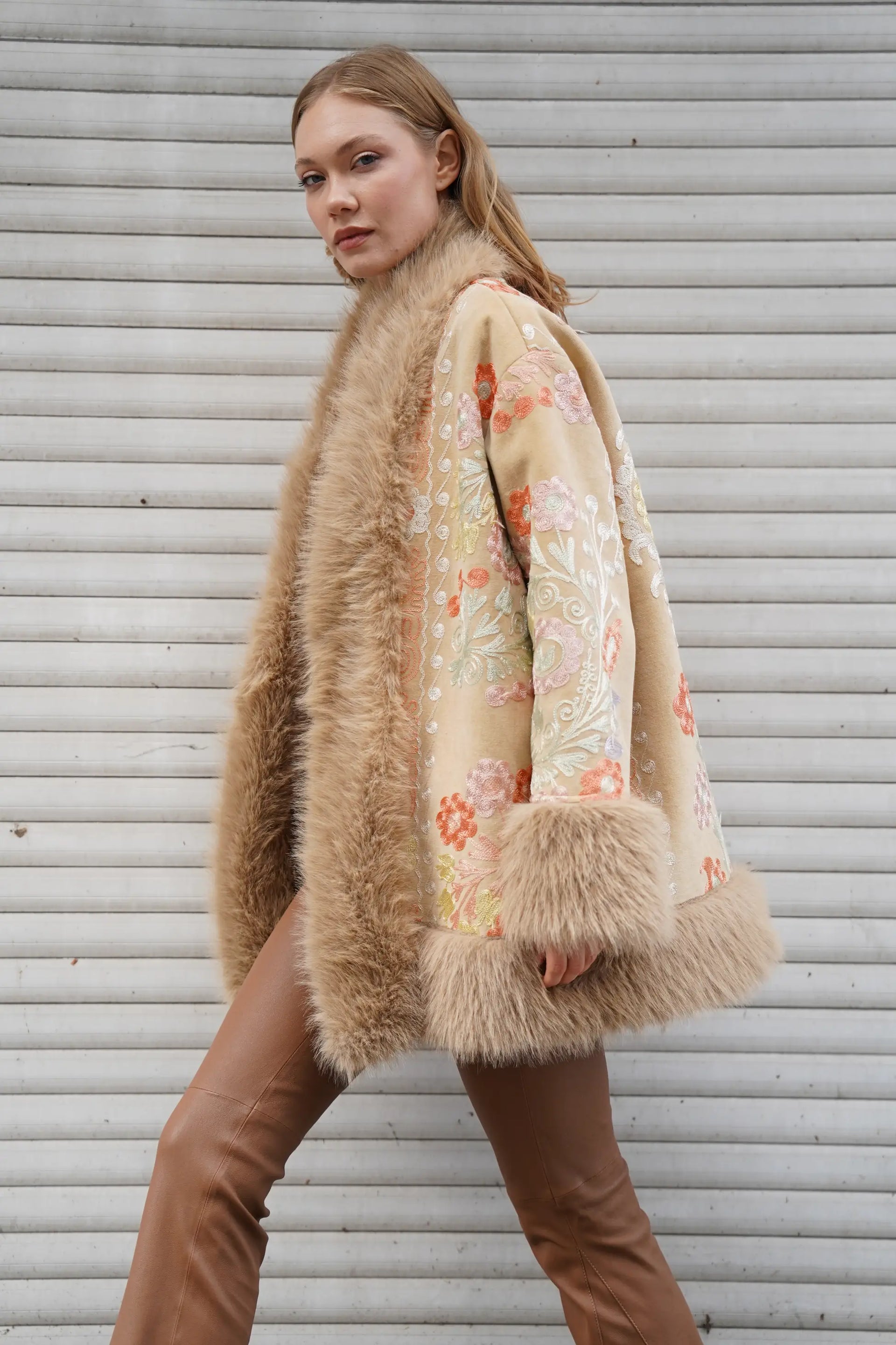 Alessi Floral Faux Fur Jacket – DirectmessageSW