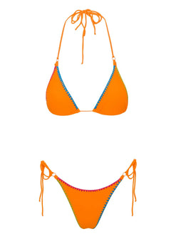 Deja El Nakışı Turuncu Bikini