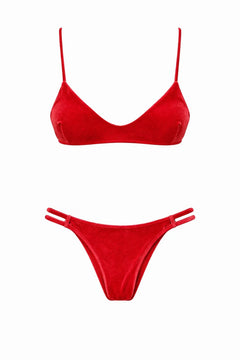 Velora Velvet Bikini in Ruby Red